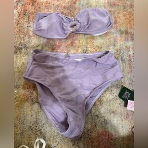 SHEIN Lilac Ribbed Bikini Set